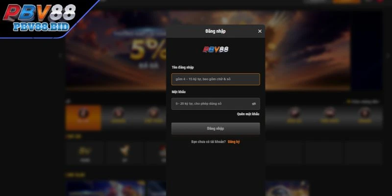 Đăng Nhập PBV88 trên website